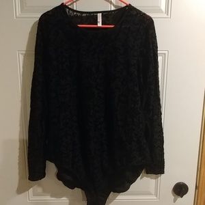 Black with velvet imprint body suit NWOT